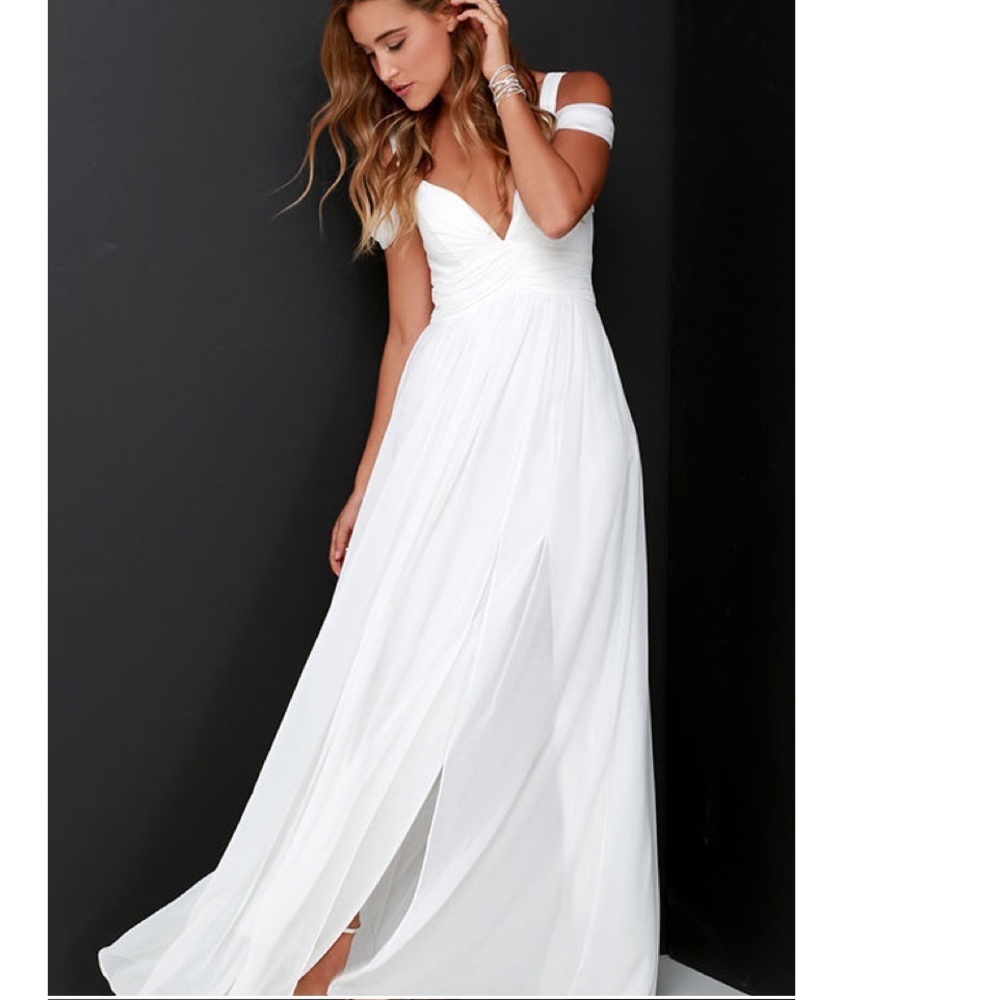 Lulus ocean of elegance ivory maxi dress